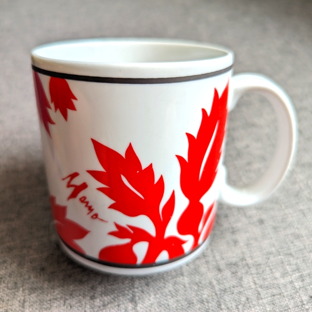 Vintage! ULU MAMO Hawaiian "Island Heritage" Red Floral Coffee Mug